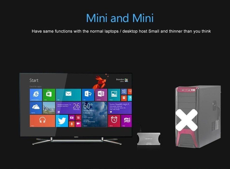 BESSKY Vensmile W10 Mini PC [64GB ROM] [2GB RAM] [Windows 8.1] OS 3000 mAh Quad Core Bluetooth 4.0 Wifi HD TV... N8
