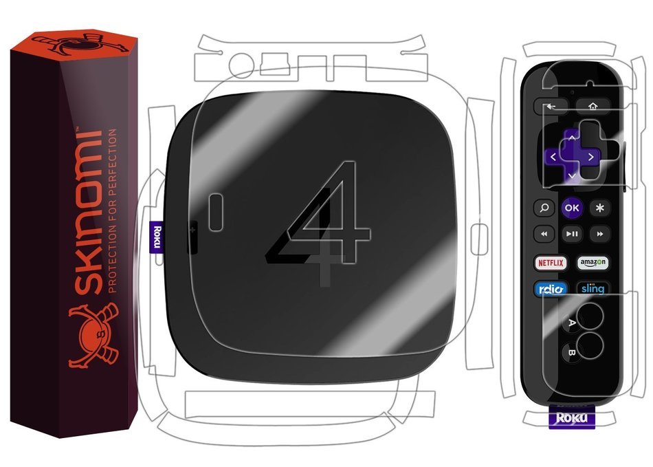 Roku 4 Full Body Skin, Skinomi TechSkin Full Coverage Skin Protector for Roku 4 Front & Back Clear HD Film