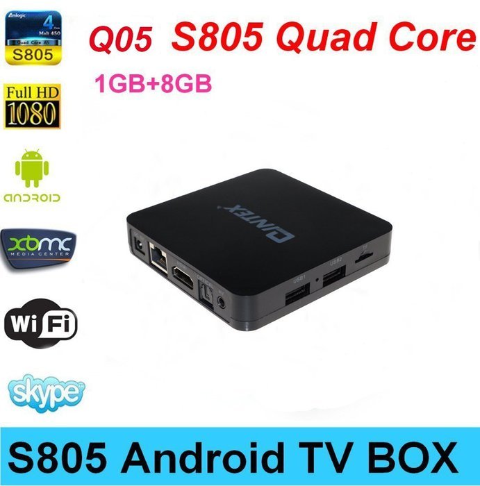 QINTEX Android 4.4 Tv Box Amlogic S805 Quad-core 1gb RAM 8gb Flash Android 4.4 Os, Support 1080p Kodi Wifi Media...
