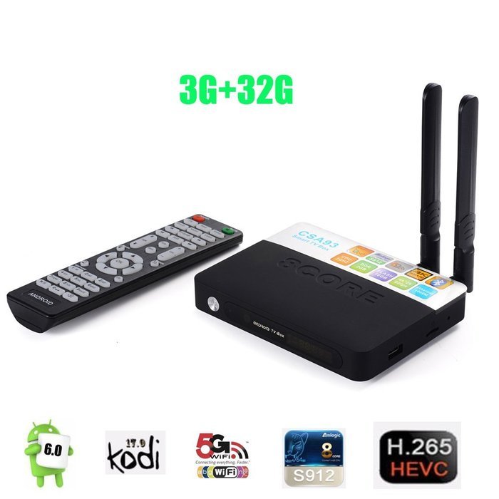 2017 New Arrival Epteam 3GB DDR3 Smart TV BOX CSA93 Android 6.0 32GB EMMC Amlogic S912 Octa core Cortex-A53 Kodi...