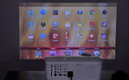 Android 4.2 250 Inch HD Video Projector home cinema with 3000 Lumens, 2000:1, WiFi, 1.5GHz Dual Core CPU, 8GB... N6