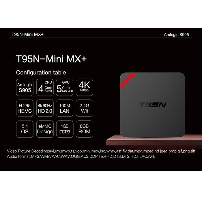 T95 N mini MX+S905 Streaming Media Players Amlogic S905 Smart Android 5.1 TV Box Quad Core 1G/8G 4K Google TV... N6