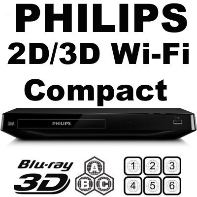 PHILIPS 2D/3D BDP2985 Wi-Fi (Compact 12W" x 2H" x 8D") MultiZone All Region Blu Ray DVD Player - 1 HDMI, 1 COAX...