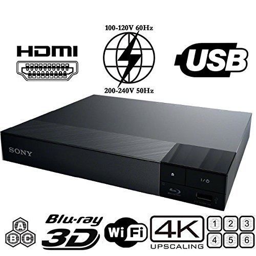 SONY S6200 2K/4K Multi System Blu Ray Disc DVD Player - PAL/NTSC - 2D/3D - Wi-Fi - Comes with 100-240 Volt to...