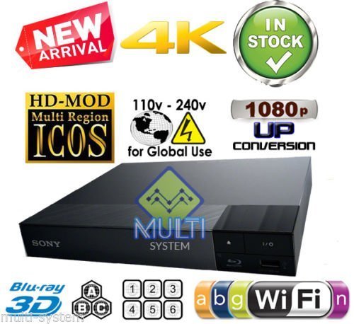 SONY S6200 2K/4K Multi System Blu Ray Disc DVD Player - PAL/NTSC - 2D/3D - Wi-Fi - Comes with 100-240 Volt to... N2