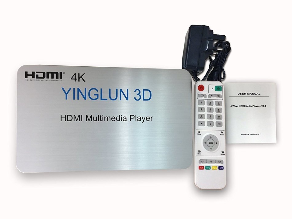 YINGLUN 4 Ways HDMI Media Player with 500G Hard Disk + Remote V1.4 2.0 GHZ 8 core GPU 2G DDR3 Memory Android 4.4... N6