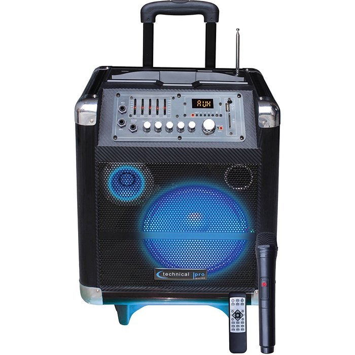 WASP850LBT 8'' Portable PA System with Rechargeable Battery & Wireless VHF Handheld Microphone