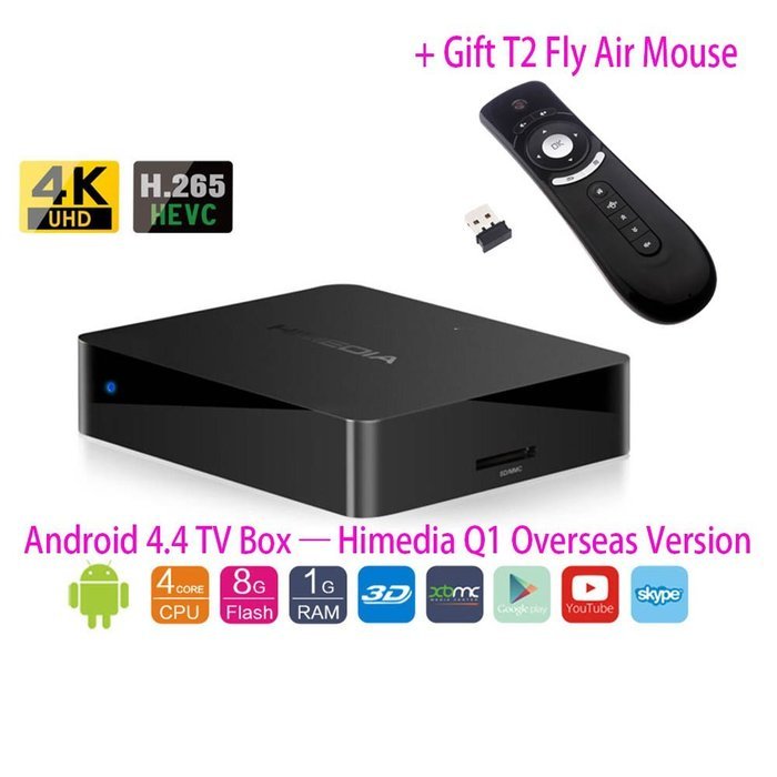 HiMedia Q1 Quad Core Android TV Box 3D 4K Ultra HD Streaming Media Player: H.265 1GB / 8GB USB3.0 WiFi Network...