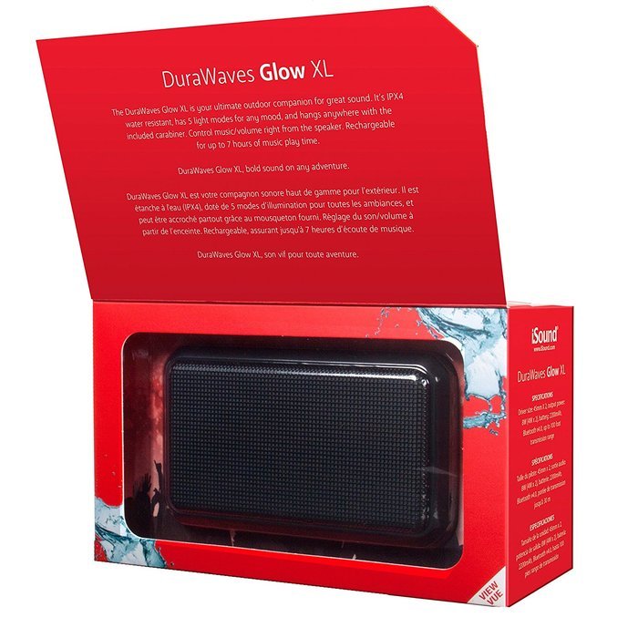 iSound DuraWaves XL Water Resistant Durable Glowing Light Rechargeable Speaker (Black)