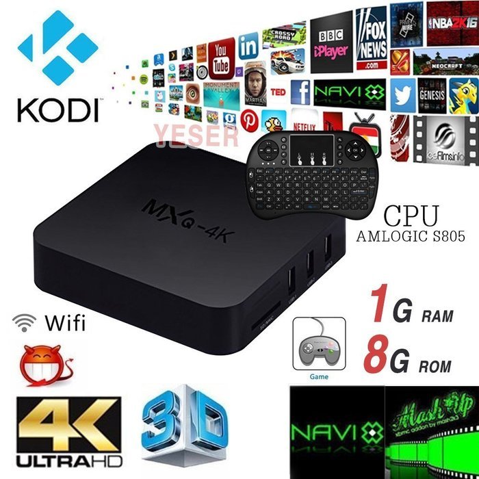 YESER MXQ-4K Android TV BOX + Mini Gaming Keyboard RK3229 Quad Core Kodi 15.2 Fully Loaded 1080P H.265 HDMI 3D...