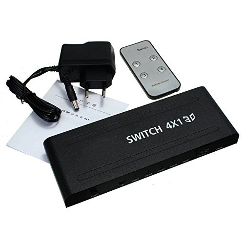 BephaMart 4x1 HDMI Switch HDMI Optical Fiber Coaxial Audio Separator IR Remote Control N3