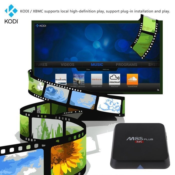 Docooler&reg; M8S PLUS 4K Smart Android 5.1.1 TV Box Amlogic S905 Quad-core 64 Bits KODI XBMC H.265 UHD 4K 2G / 8G... N5