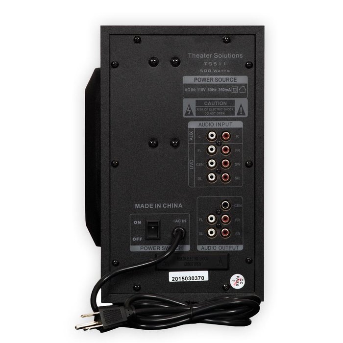 Theater Solutions TS511 Home Theater 5.1 Powered Speaker System with Bluetooth and 2 Extension Cables N3