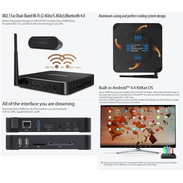 Tronsmart Draco Aw80 Meta Octa Core Preloaded With Xbmc Add-Ons - Android Smart 4K Rooted Tv Box Media Player... N2