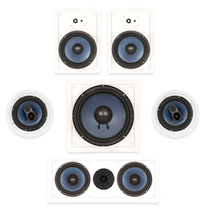 Blue Octave In Wall and In Ceiling 5.1 Home Theater 8" Speaker Set New 2100 Watts RHT835