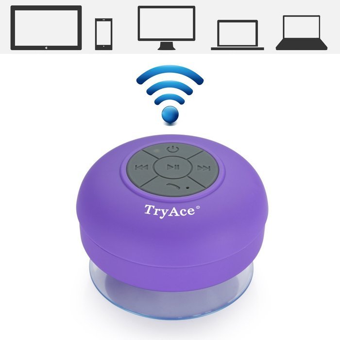 TryAceWireless Bluetooth Waterproof Shower Speaker Bluetooth 3.0 Car Handsfree Speakerphone built in Mic Control... N33
