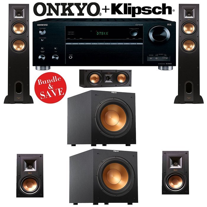 Klipsch Reference R-26F 5.2 Home Theater System with Onkyo TX-RZ710 7.2-Ch Network AV Receiver