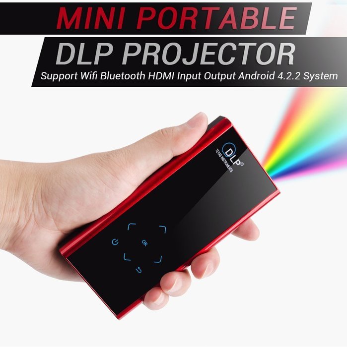 Mini Portable DLP Projector Support Wifi Bluetooth HDMI Input Output Android 4.2.2 System Compatible with iPhone... N2