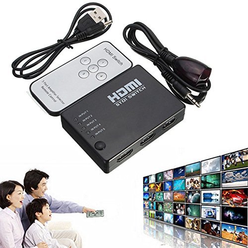 BephaMart 5 Port 1080P HDMI Switch Switcher Splitter Box Hub With Wireless Remote Control