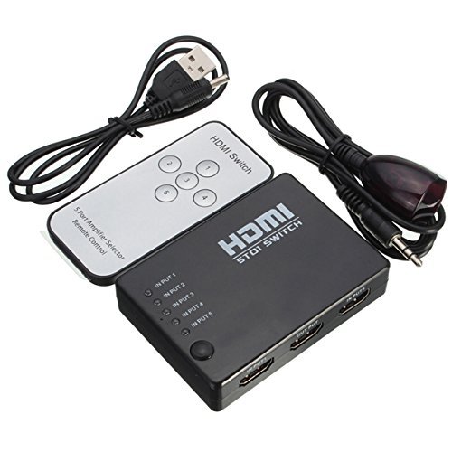 BephaMart 5 Port 1080P HDMI Switch Switcher Splitter Box Hub With Wireless Remote Control N3
