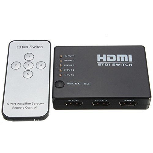 BephaMart 5 Port 1080P HDMI Switch Switcher Splitter Box Hub With Wireless Remote Control N4