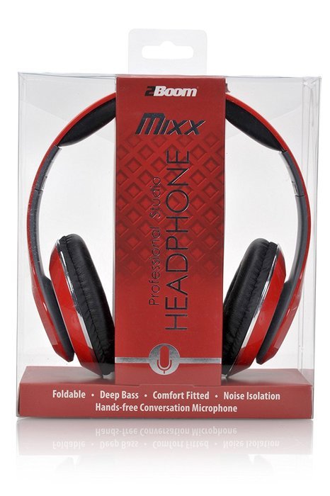 2BOOM MIXX Professional Over Ear Studio Foldable Digital Stereo Bass Wired Headphone Red N3