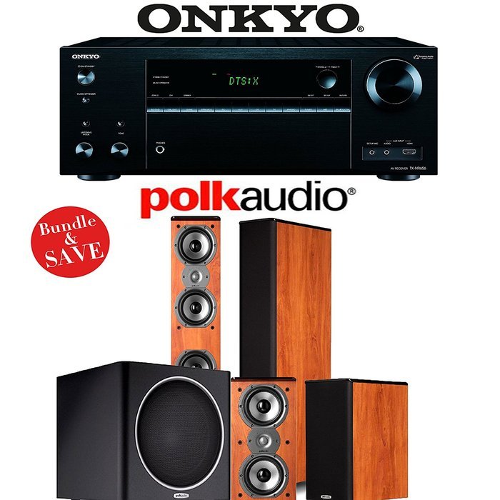 Onkyo TX-NR656 7.2 Channel Network A/V Receiver + Polk Audio TSi 400 + Polk Audio TSi 200 + Polk Audio PSW110...