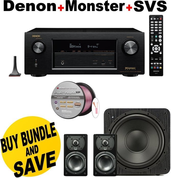 Denon AVRX2200W 7.2 Channel Full 4K Ultra HD A/V Receiver with Bluetooth and Wi-Fi + SVS Prime Satellite 2.1 Premium...