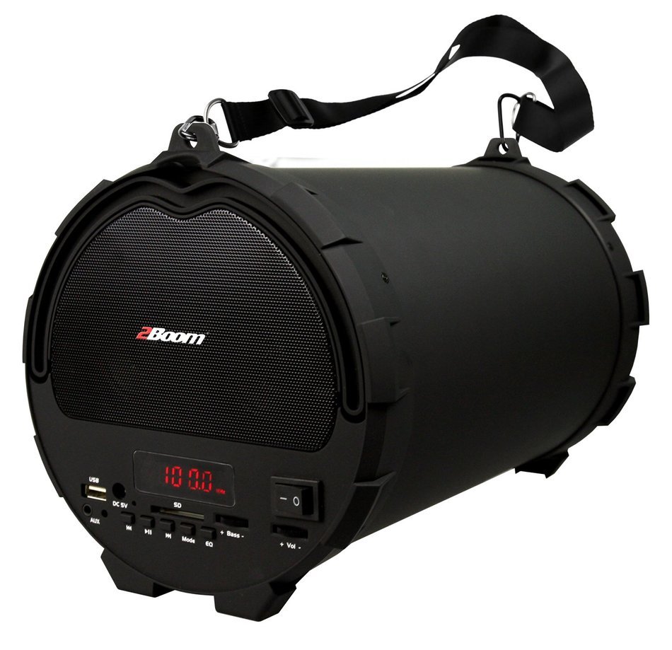 2BOOM Bass King Wireless Rugged Speaker Strap FM radio LED display Outdoor Portable Black N3