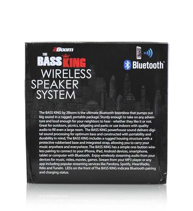 2BOOM Bass King Wireless Rugged Speaker Strap FM radio LED display Outdoor Portable Black N7