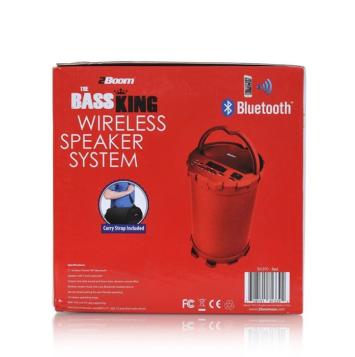 2BOOM Bass King Wireless Rugged Speaker Strap FM radio LED display Outdoor Portable Black N14