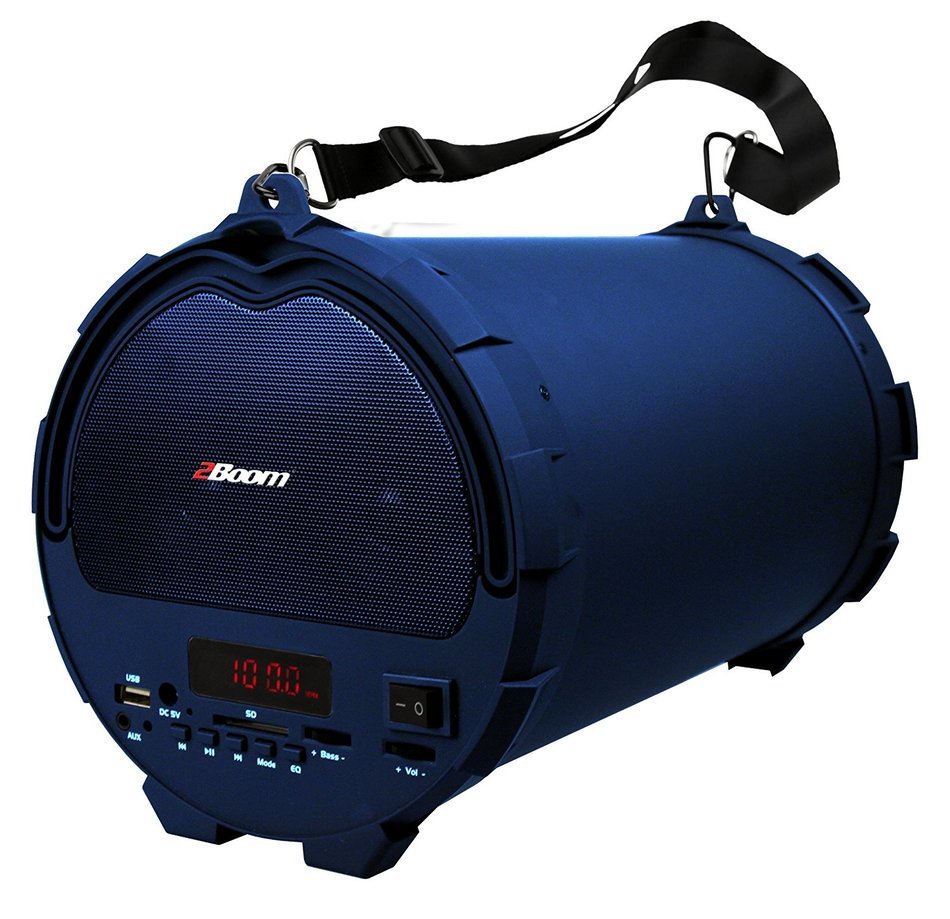 2BOOM Bass King Wireless Rugged Speaker Strap FM radio LED display Outdoor Portable Black N17