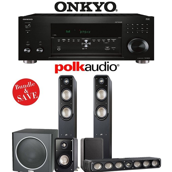 Polk Audio Signature S55 5.1 Home Theater System with Onkyo TX-RZ610 7.2-Ch Network AV Receiver
