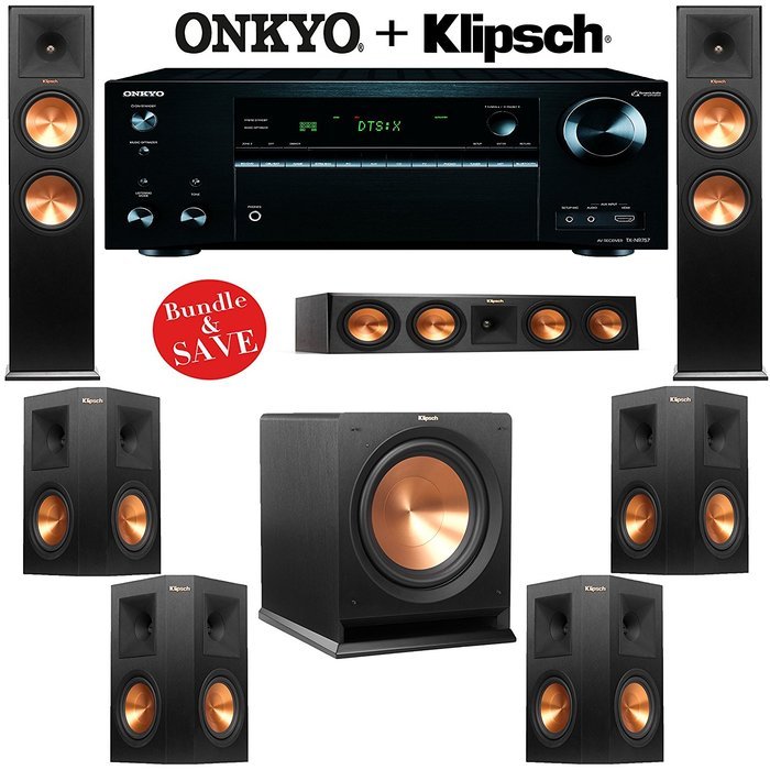 Klipsch RP-280F 7.1 Reference Premiere Home Theater System with Onkyo TX-NR757 7.2-Ch Network A/V Receiver