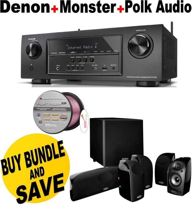 Denon AVR-S710W 7.2 Channel Full 4K Ultra HD A/V Receiver with Bluetooth and Wi-Fi + Polk Audio 5.1 TL1600 Speaker...