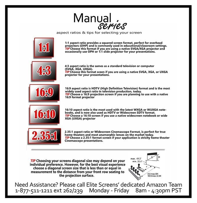 Elite Screens Manual, 150-inch 16:9, Pull Down Projection Manual Projector Screen with Auto Lock, M150UWH2 N7