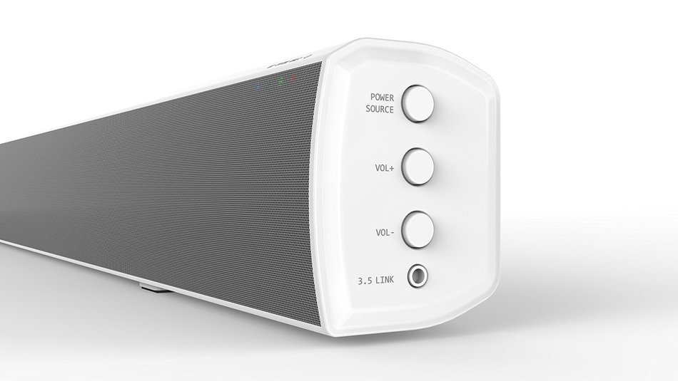 LONPOO 31-Inch 2.0 Channel Bluetooth Soundbar Home Theater Speaker System with Remote Contrl (White) N3
