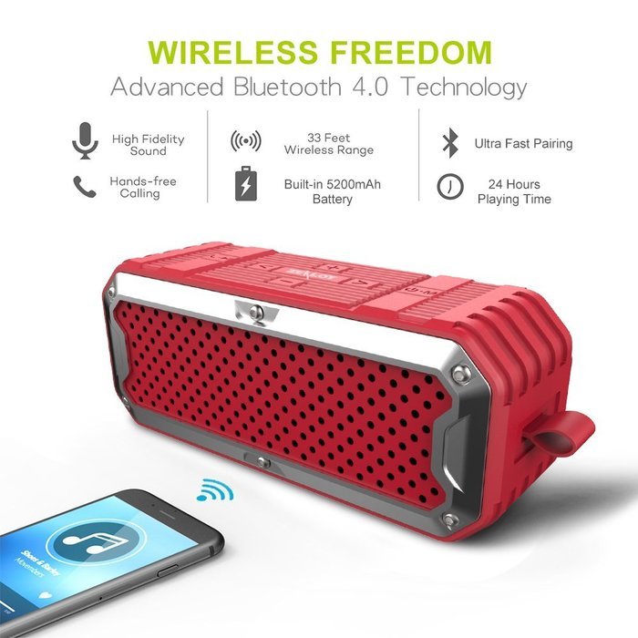 ZEALOT S6 Portable Wireless Bluetooth Speakers Power Bank with Built-in 5200mAh Battery,IP65 Waterproof&Dustproof... N10