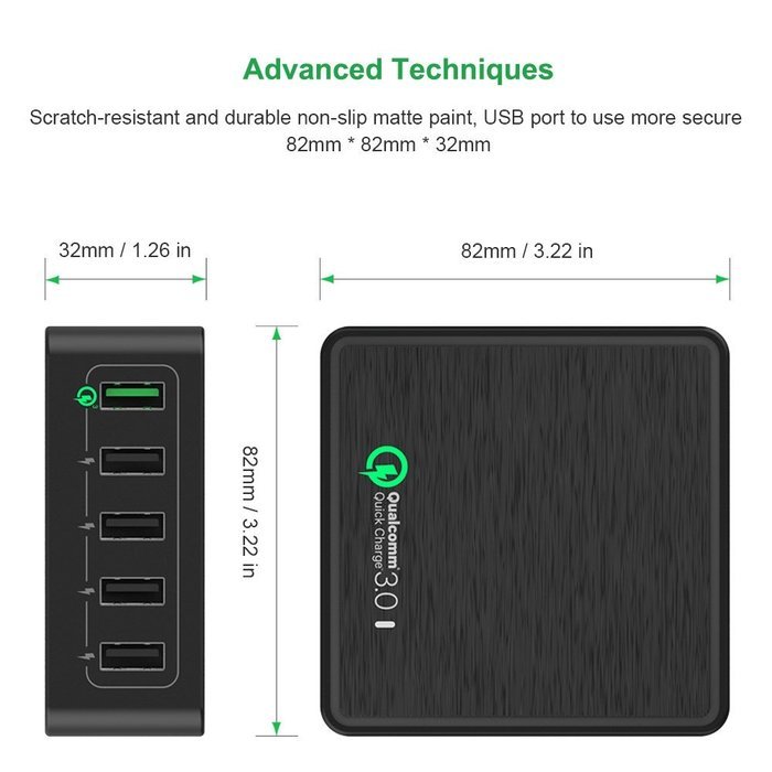 Quick Charge 3.0 USB Smart Charger AVIDET 40W 5-Port USB Charger PowerPort 5 for iPhone 7/7 Plus,iPhone 6/6 Plus... N4