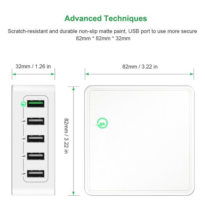 Quick Charge 3.0 USB Smart Charger AVIDET 40W 5-Port USB Charger PowerPort 5 for iPhone 7/7 Plus,iPhone 6/6 Plus... N12