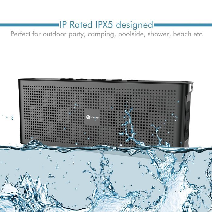iClever Aluminum Portable Speaker Bluetooth Waterproof and Aux, Outdoor Wireless Bluetooth Speakers with Mic (... N4