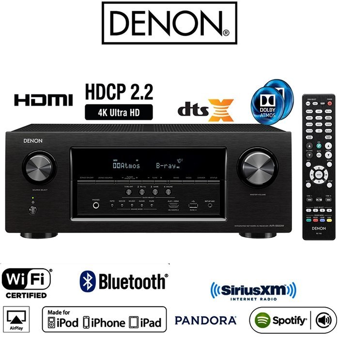 Denon AVR-S920W 7.2 4K Ultra HD AV Receiver + Definitive ProCinema 800 System (Black) N2