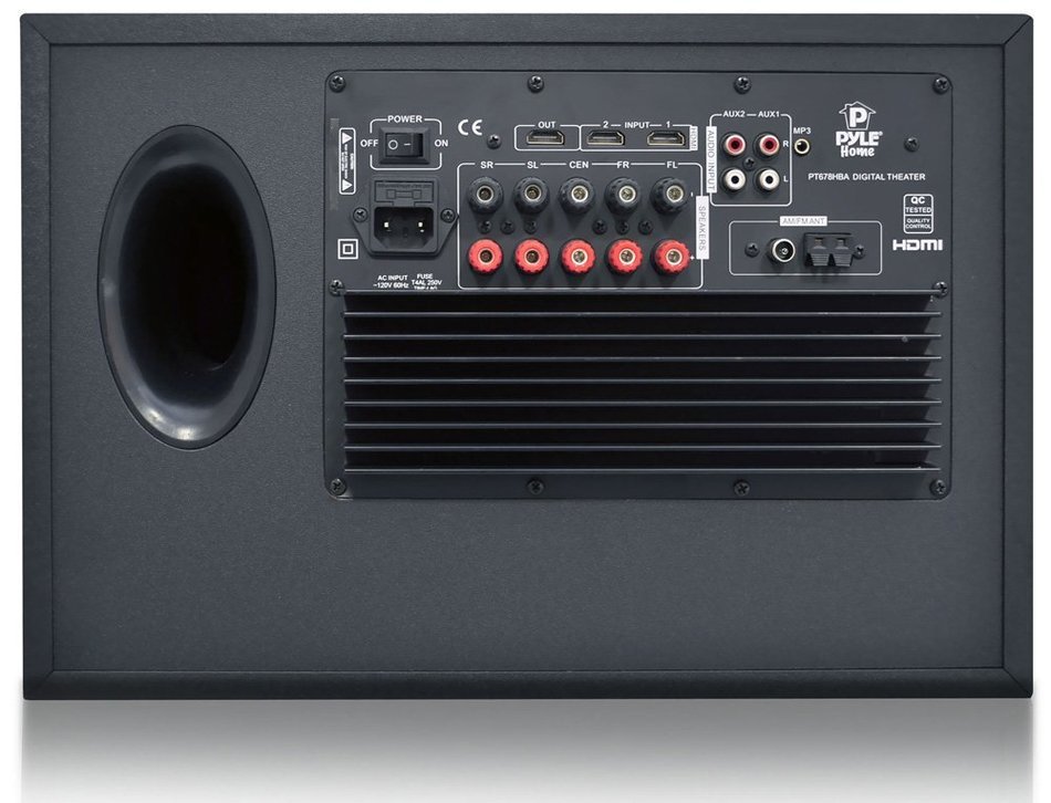 Pyle PT678HBA Bluetooth 5.1 Channel HDMI Home Theater System, 400 Watt, AM/FM Tuner, Subwoofer & Speakers N5
