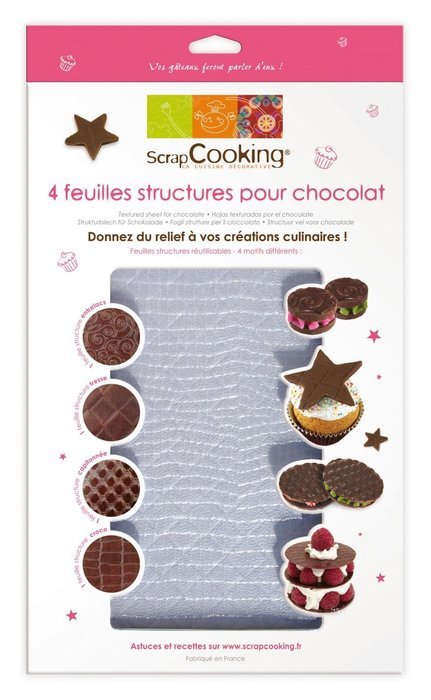 ScrapCooking 4-Textured Sheets for Chocolate and Fondant
