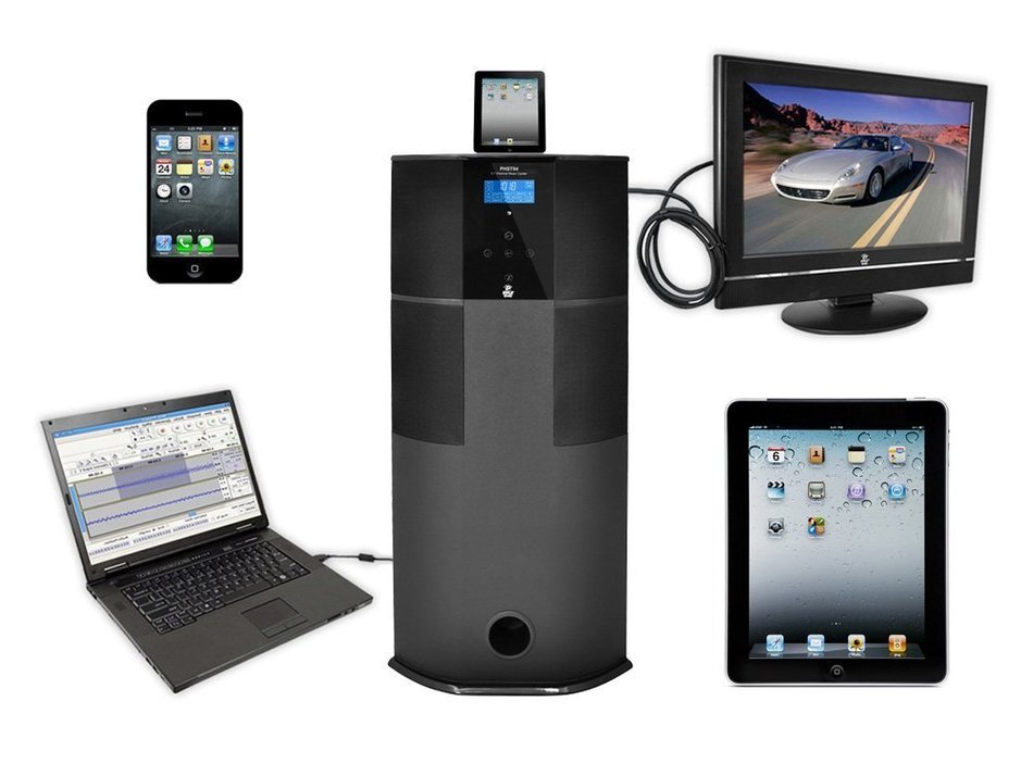 Pyle Home PHST94IPGL 600 Watt 2.1 Channel Home Theater Tower with Docking Station for iPod/iPhone/iPad (Black... N10