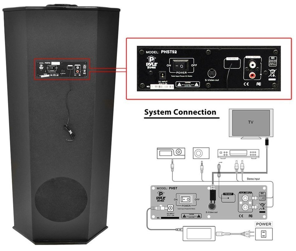 Pyle Home PHST94IPGL 600 Watt 2.1 Channel Home Theater Tower with Docking Station for iPod/iPhone/iPad (Black... N11