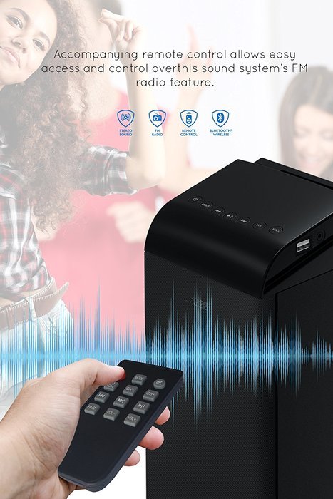 ART+SOUND AR1005 Bluetooth Tower Speaker With LED Indicator, Built-In FM Radio & Charging Docking Station, Remote... N3