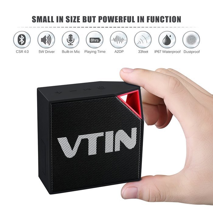 Vtin Cuber Waterproof Speakers Bluetooth 4.0 Speakers with 5W Audio Driver and IP67 Waterproof Design for iPhone... N3