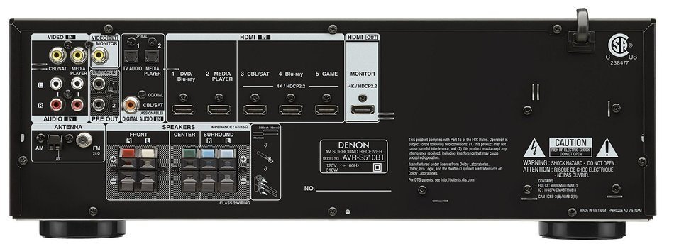 Denon AVR-S510BT Bundle 5.2 Channel Full 4K Ultra HD A/V Receiver with Bluetooth + A Polk Audio TSi Series Home... N11