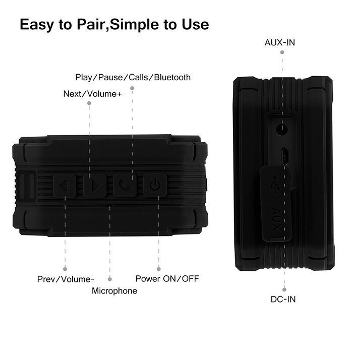 Archeer A106 Outdoor Portable Bluetooth Speakers with Microphone, Powerful 5W Driver with Enhanced Bass, 20 hour... N12